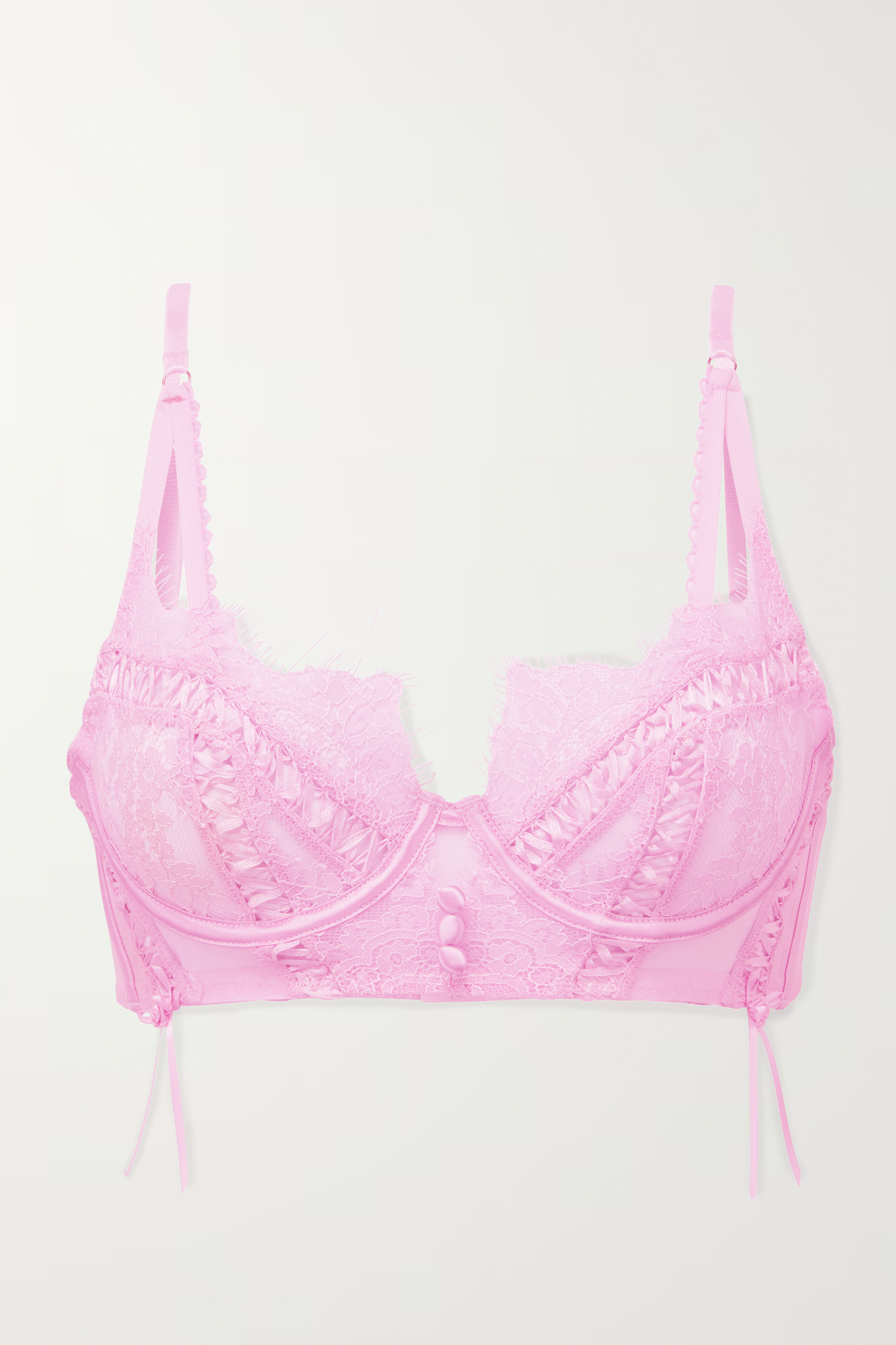 'Roses Are Pink' Lace Balcony Bra