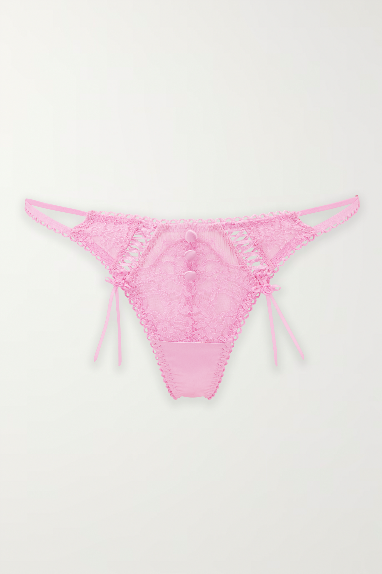 'Roses Are Pink' Lace Thong
