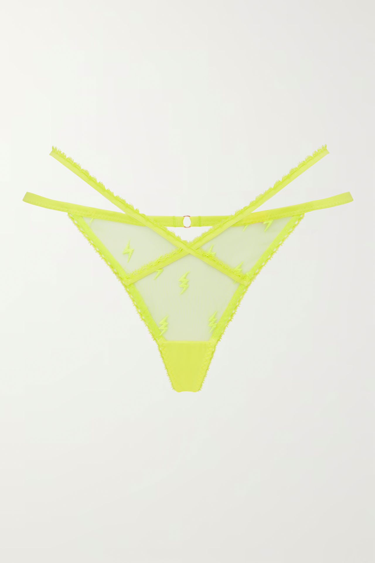 'Eyes On Me' Yellow Lace Strap Thong